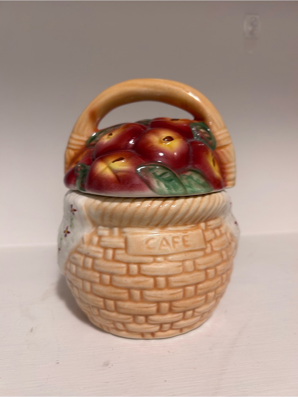Vintage Apples in basket cookie jar